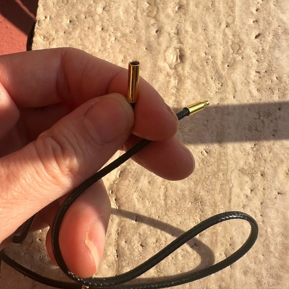 Tarnish Resistant Gold Grounding Copper Turritella Stone Leather Cord Necklace - Picture 8 of 13